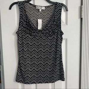 Jones Studio Women’s Polka Dot Ruffle Sleeveless Blouse
